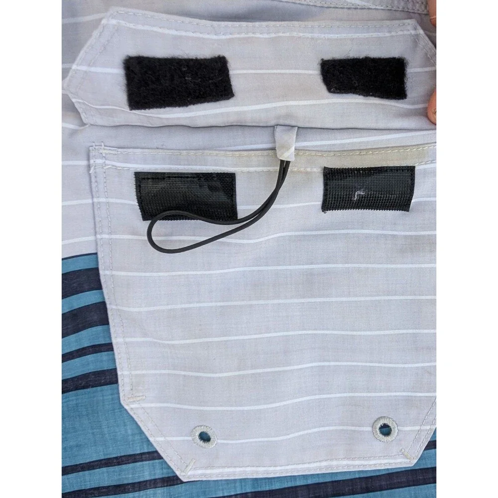 Hurley Board Shorts Orange Blue Size 34 Drawstring Striped